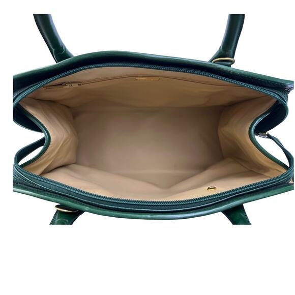 Vintage Christian Dior Green Leather Satchel Bag Gold CD Logo Made In France - Picture 11 of 15